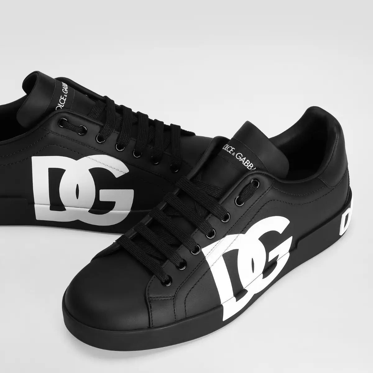 Dolce & Gabbana Calfskin nappa Portofino sneakers with DG logo print