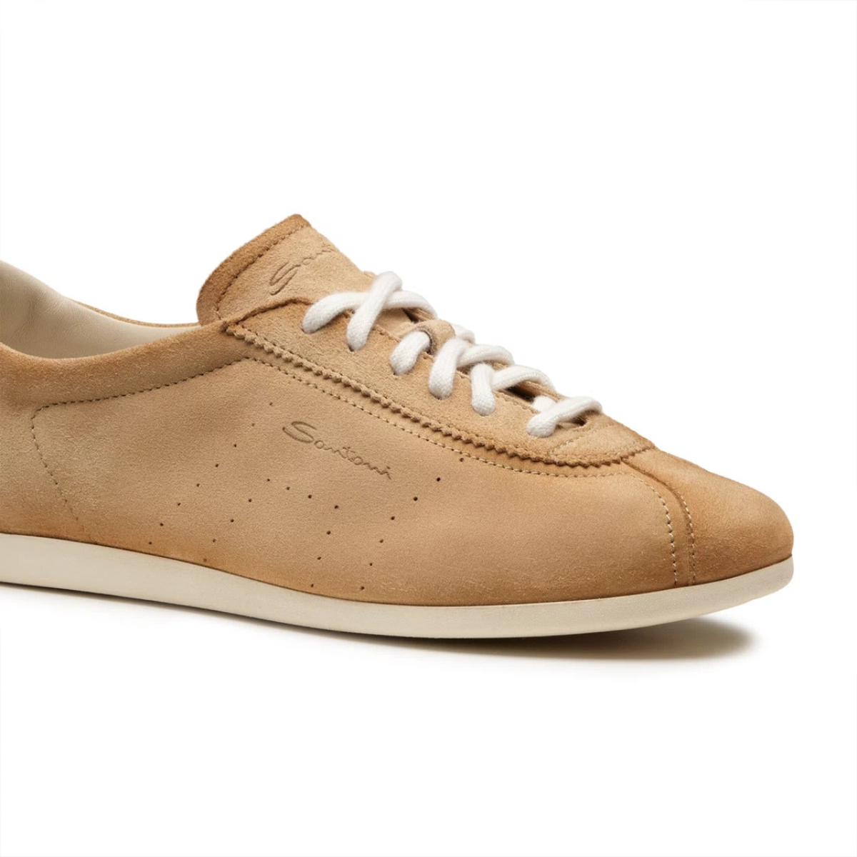 Santoni Women's beige suede sneaker