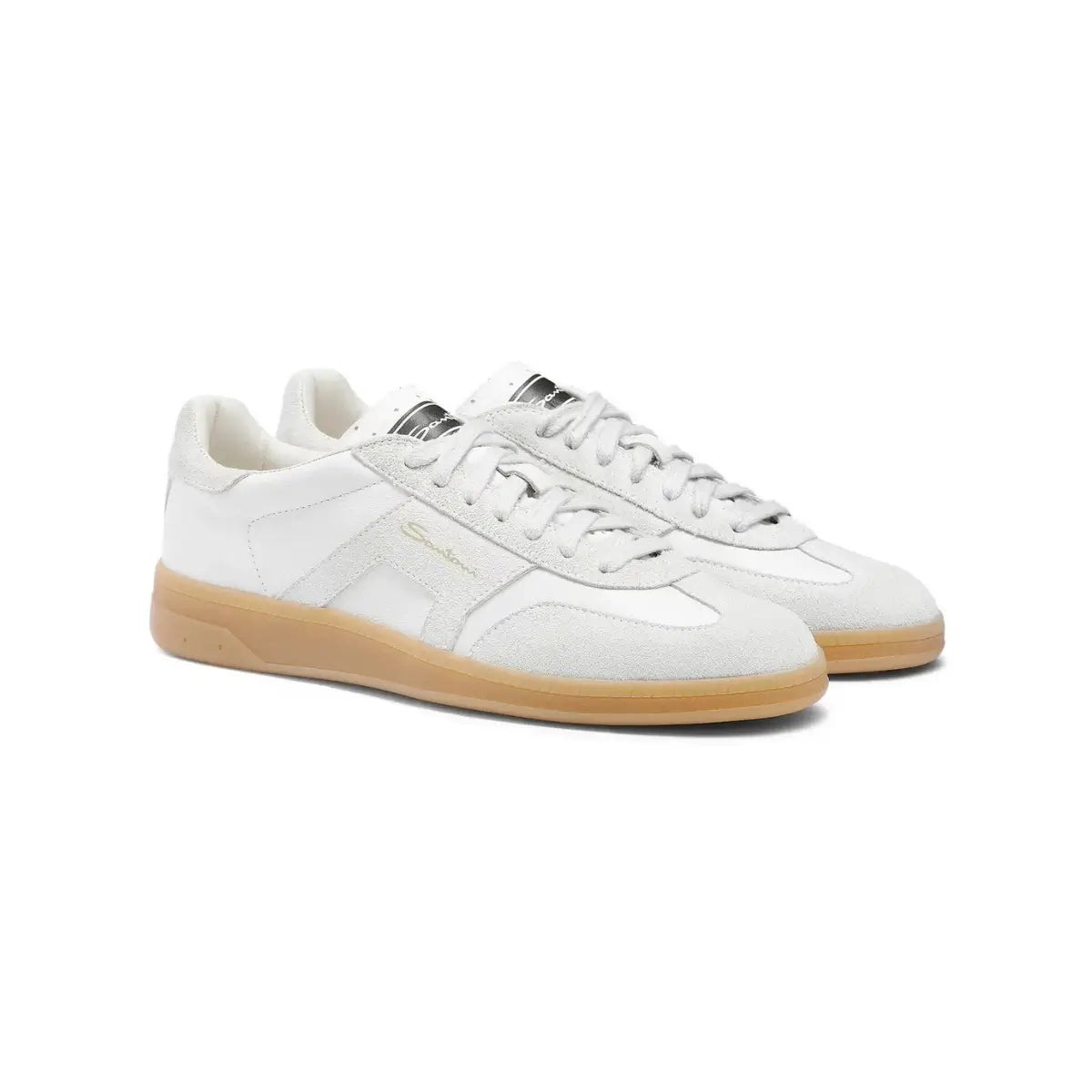Santoni Women's white tumbled leather DBS Oly sneaker