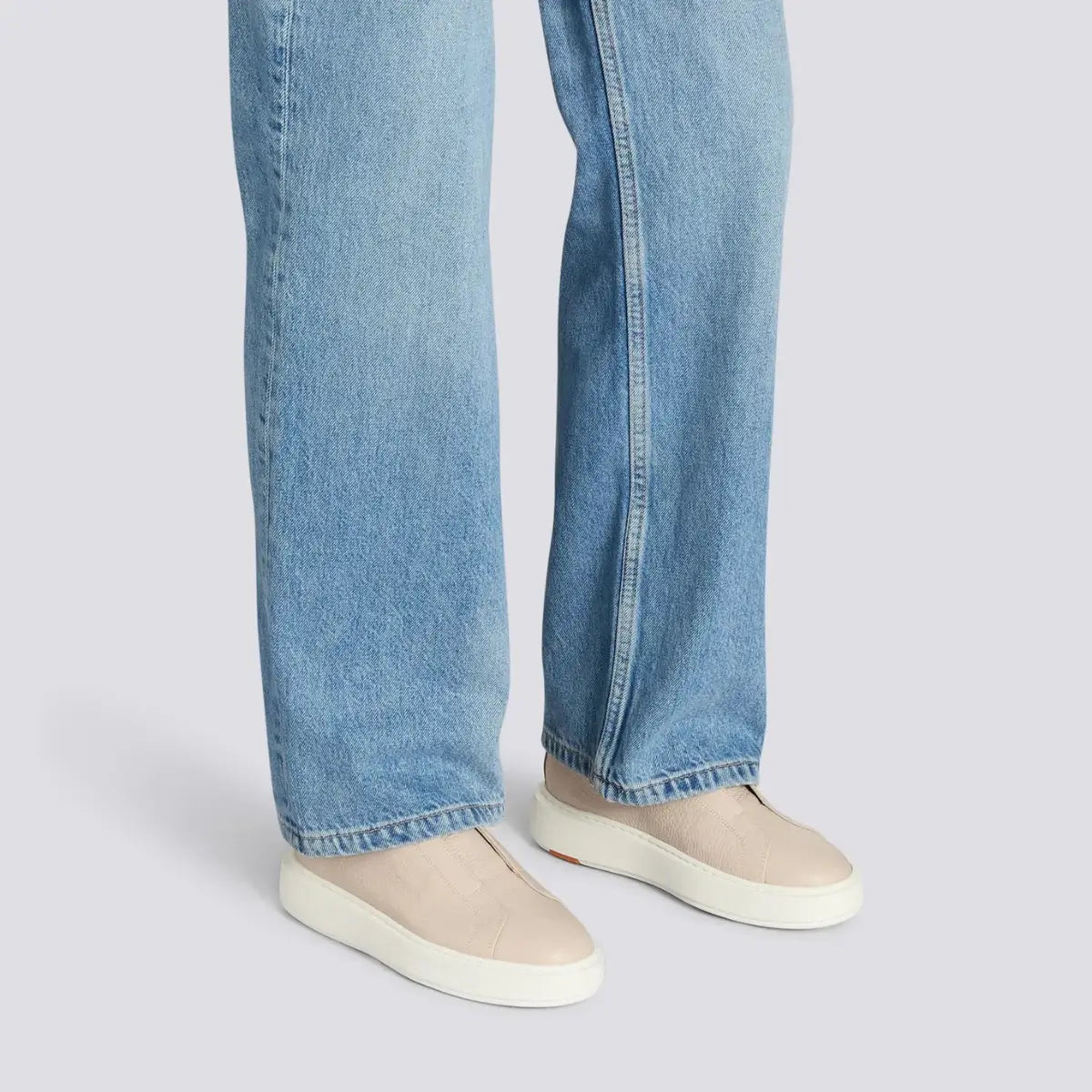 Santoni Women's pink tumbled leather slip-on sneaker