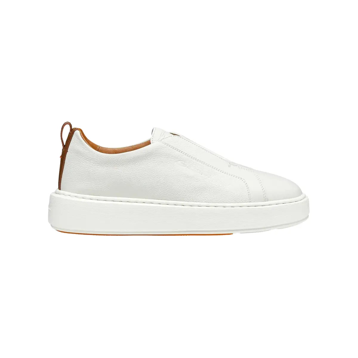 Santoni Women's white tumbled leather slip-on sneaker