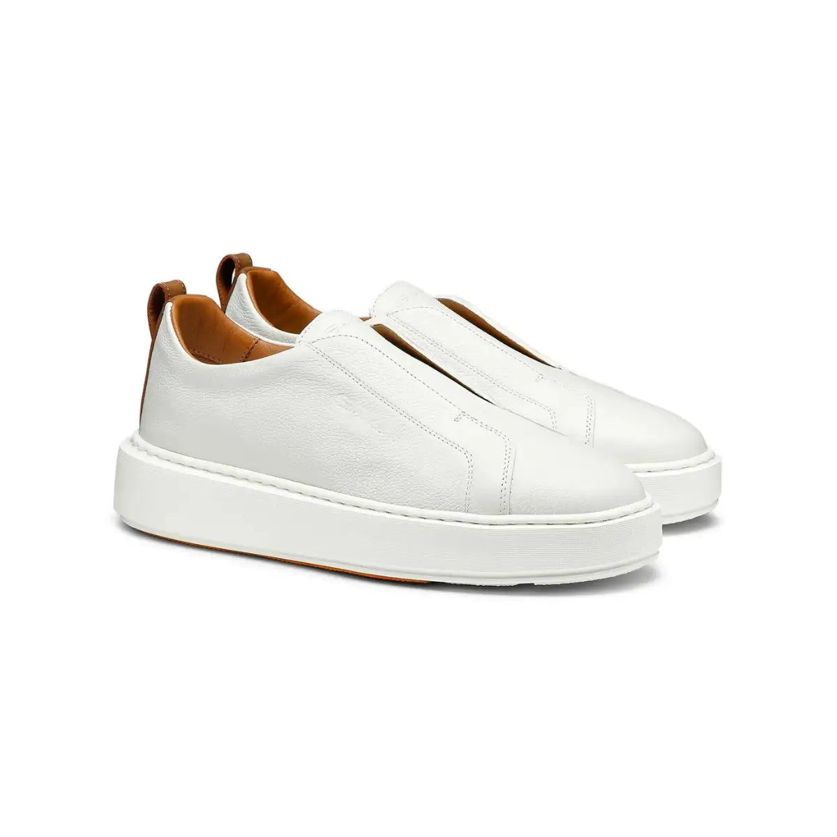 Santoni Women's white tumbled leather slip-on sneaker