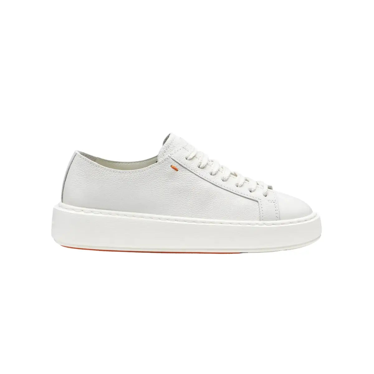 Santoni Women's white tumbled leather sneaker