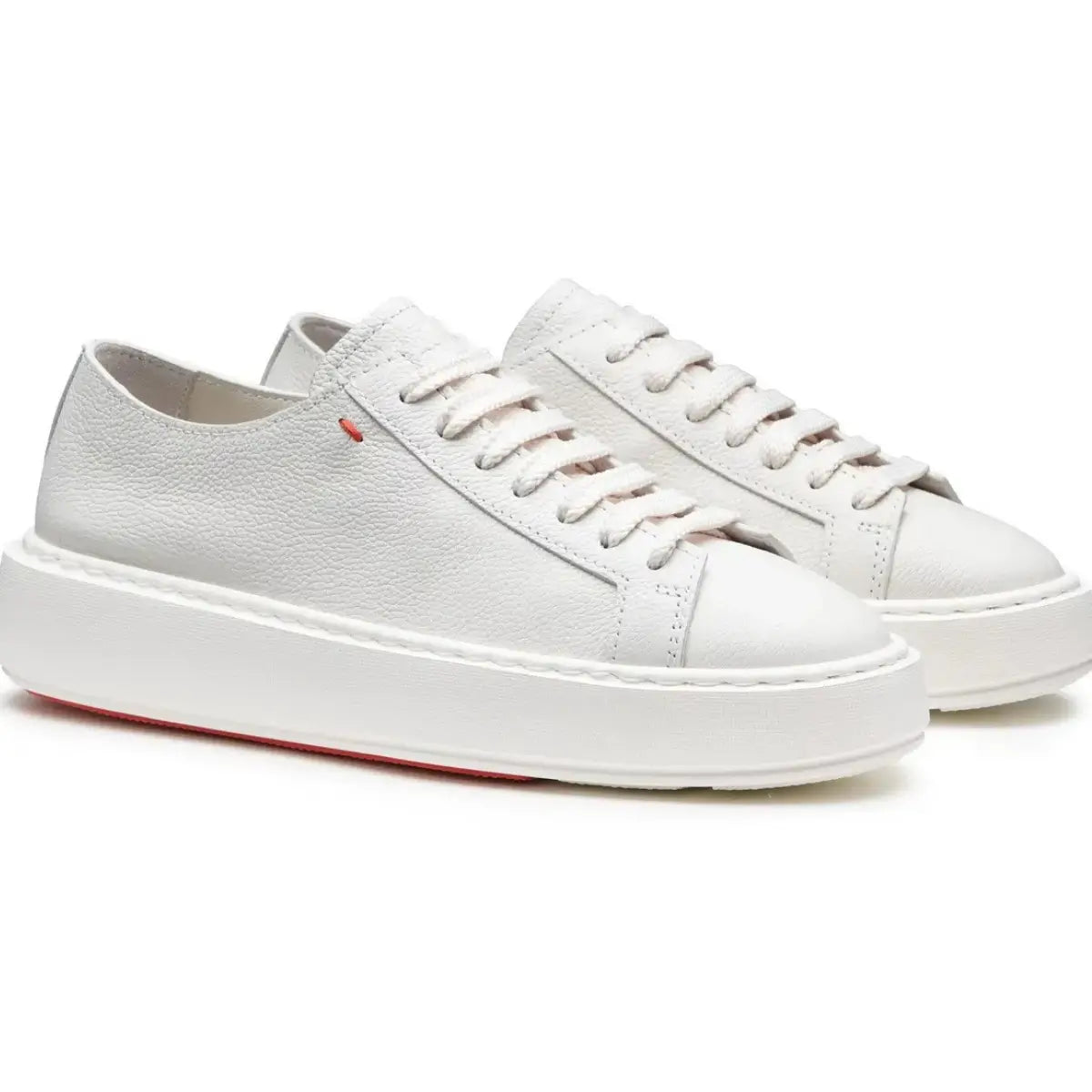 Santoni Women's white tumbled leather sneaker