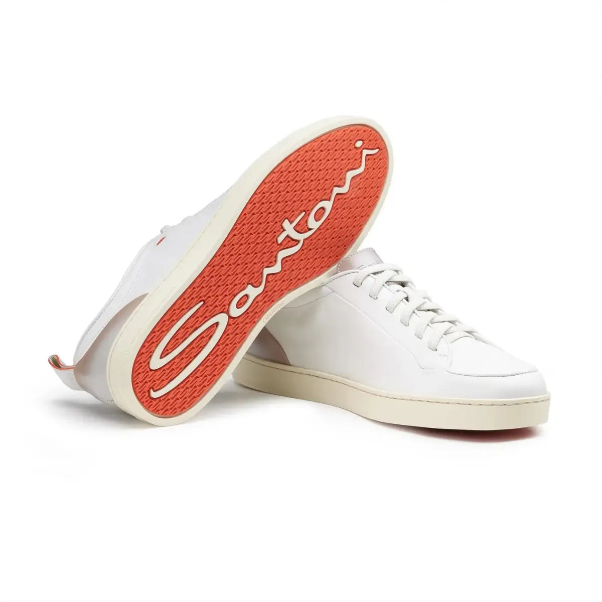 Santoni Men's white leather Santoni Off-duty sneaker