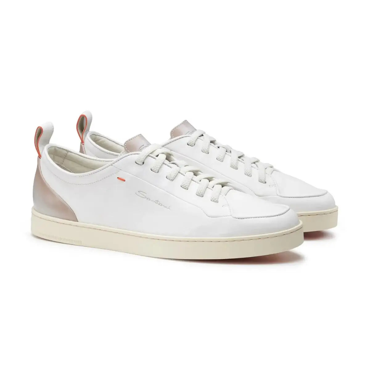Santoni Men's white leather Santoni Off-duty sneaker