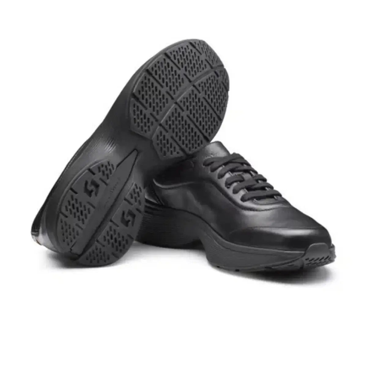 Santoni Men's black leather Easy Bounce sneaker