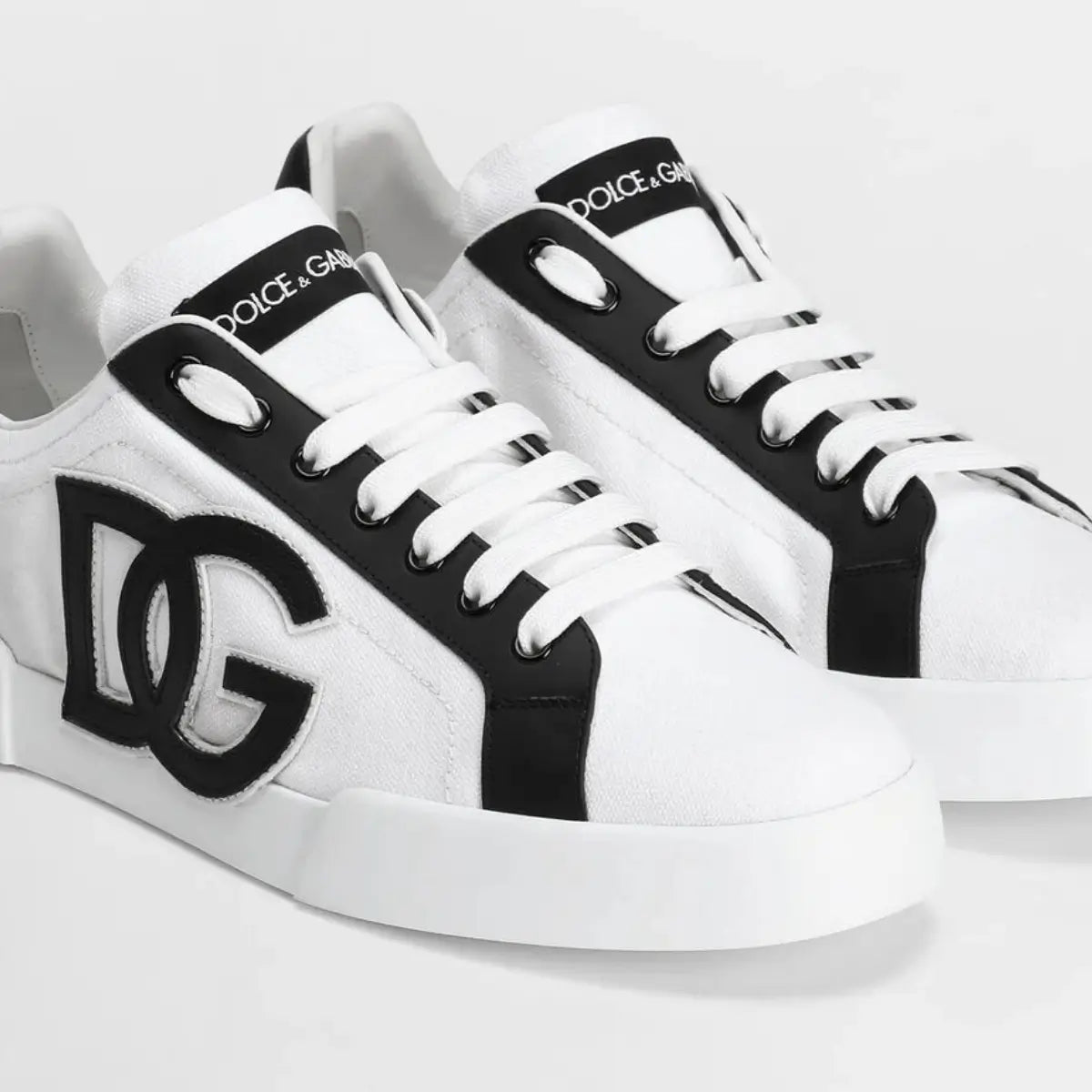 Dolce & Gabbana Portofino light strobel sneakers in canvas and calfskin