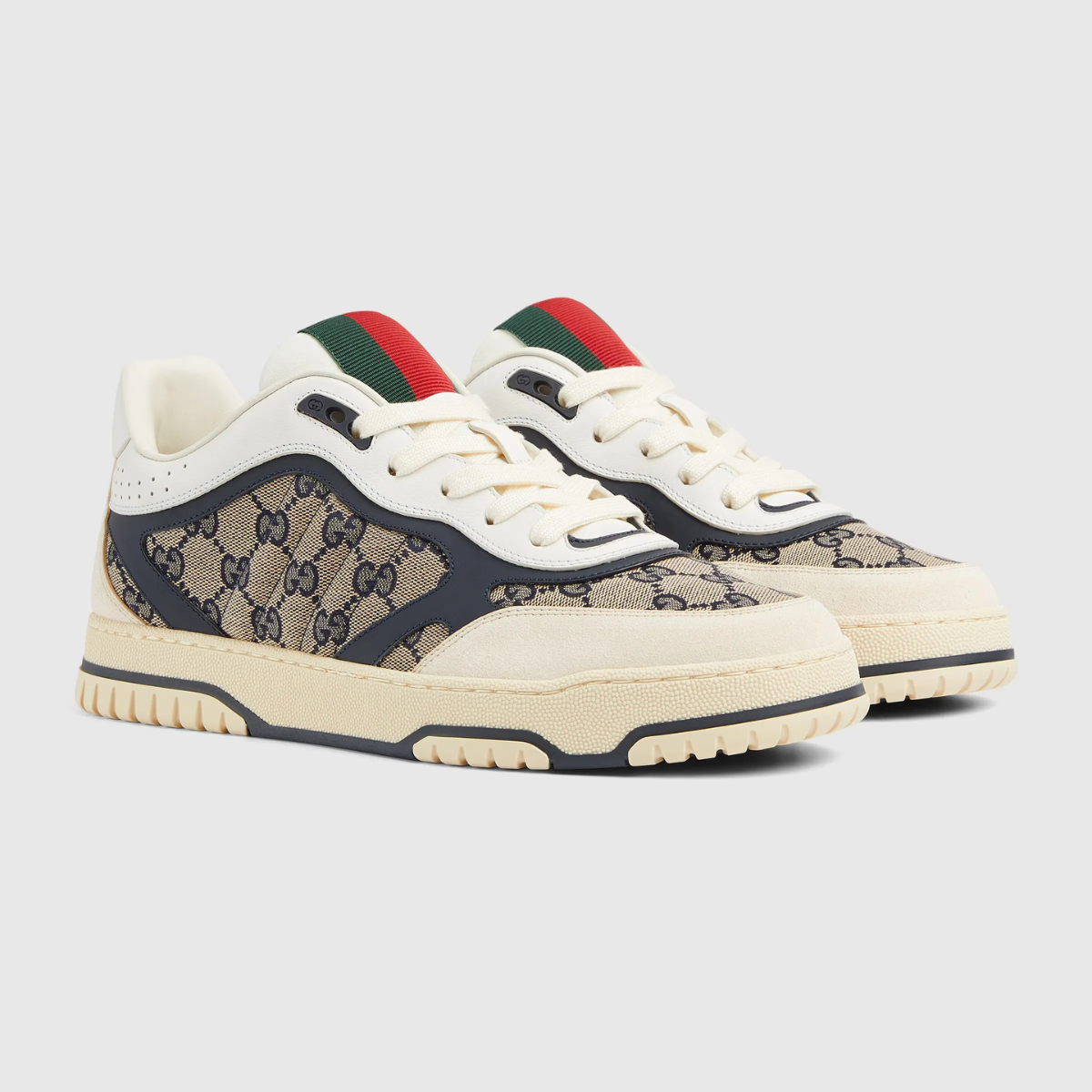 Men's Gucci Re-Web sneaker in beige and blue GG canvas