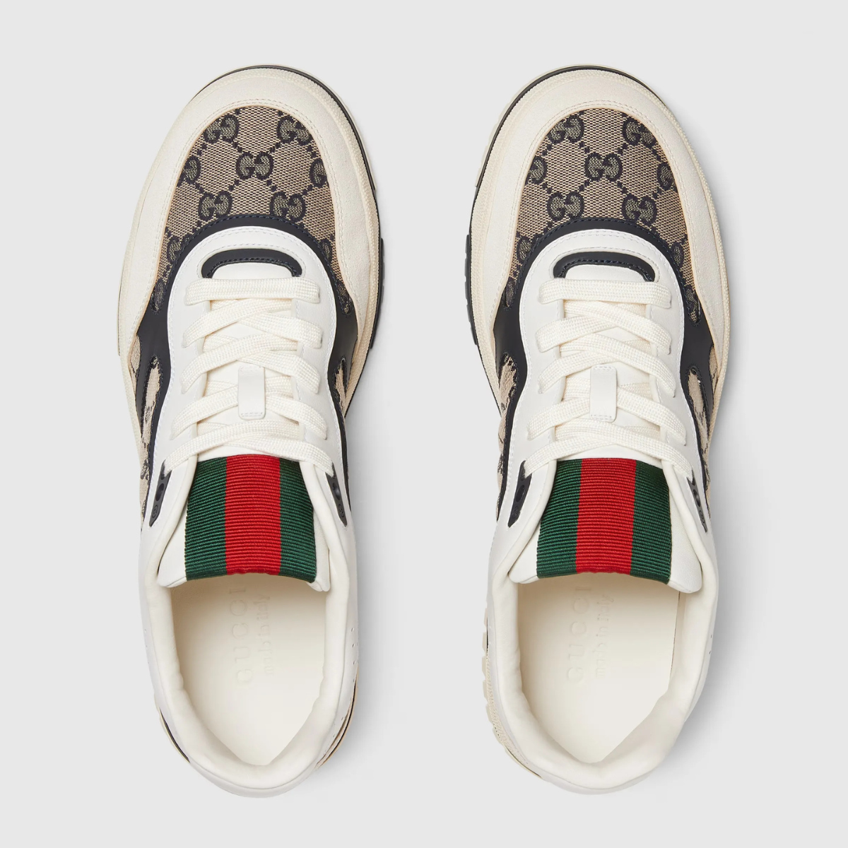Men's Gucci Re-Web sneaker in beige and blue GG canvas