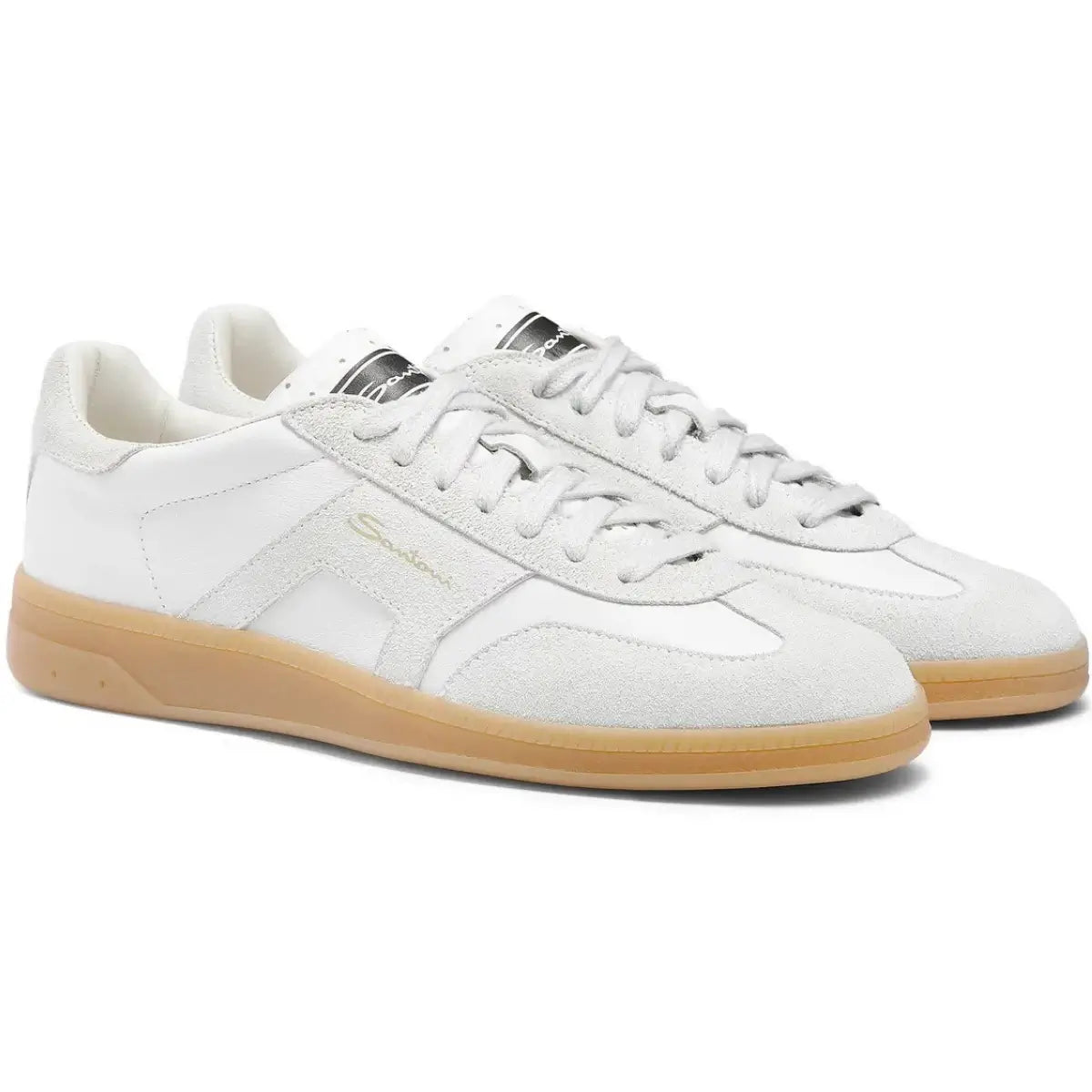 Santoni Women's white tumbled leather DBS Oly sneaker