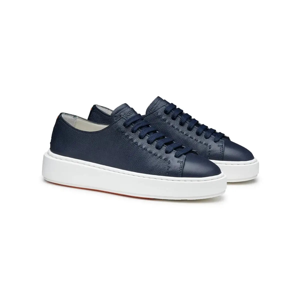 Santoni Women's blue leather sneaker