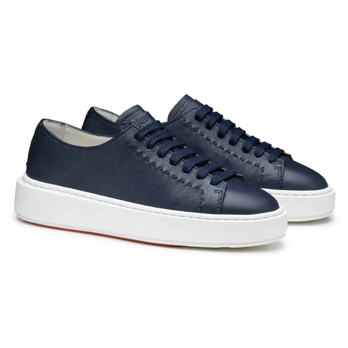 Santoni Women's blue leather sneaker