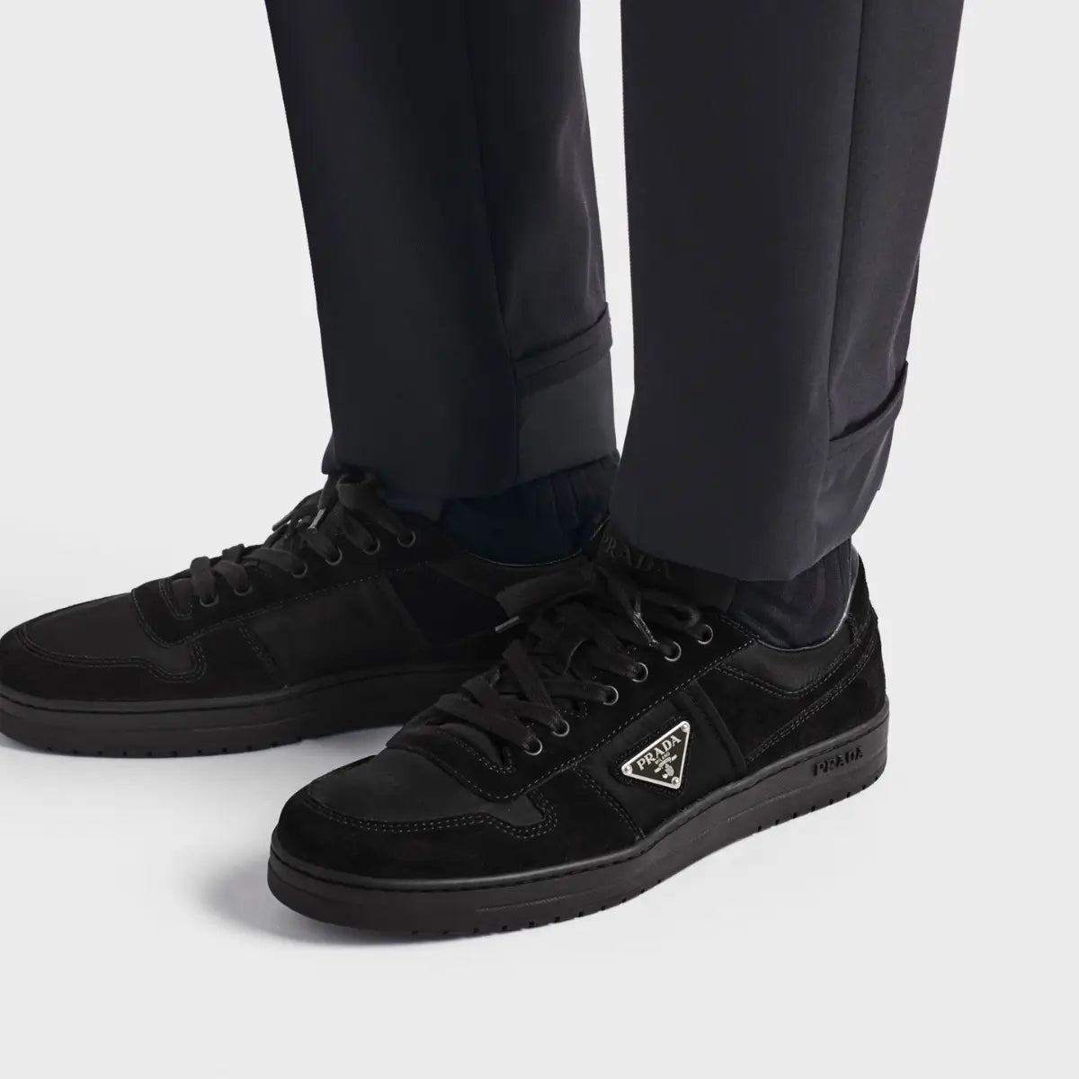 Prada Downtown Re-Nylon and suede sneakers