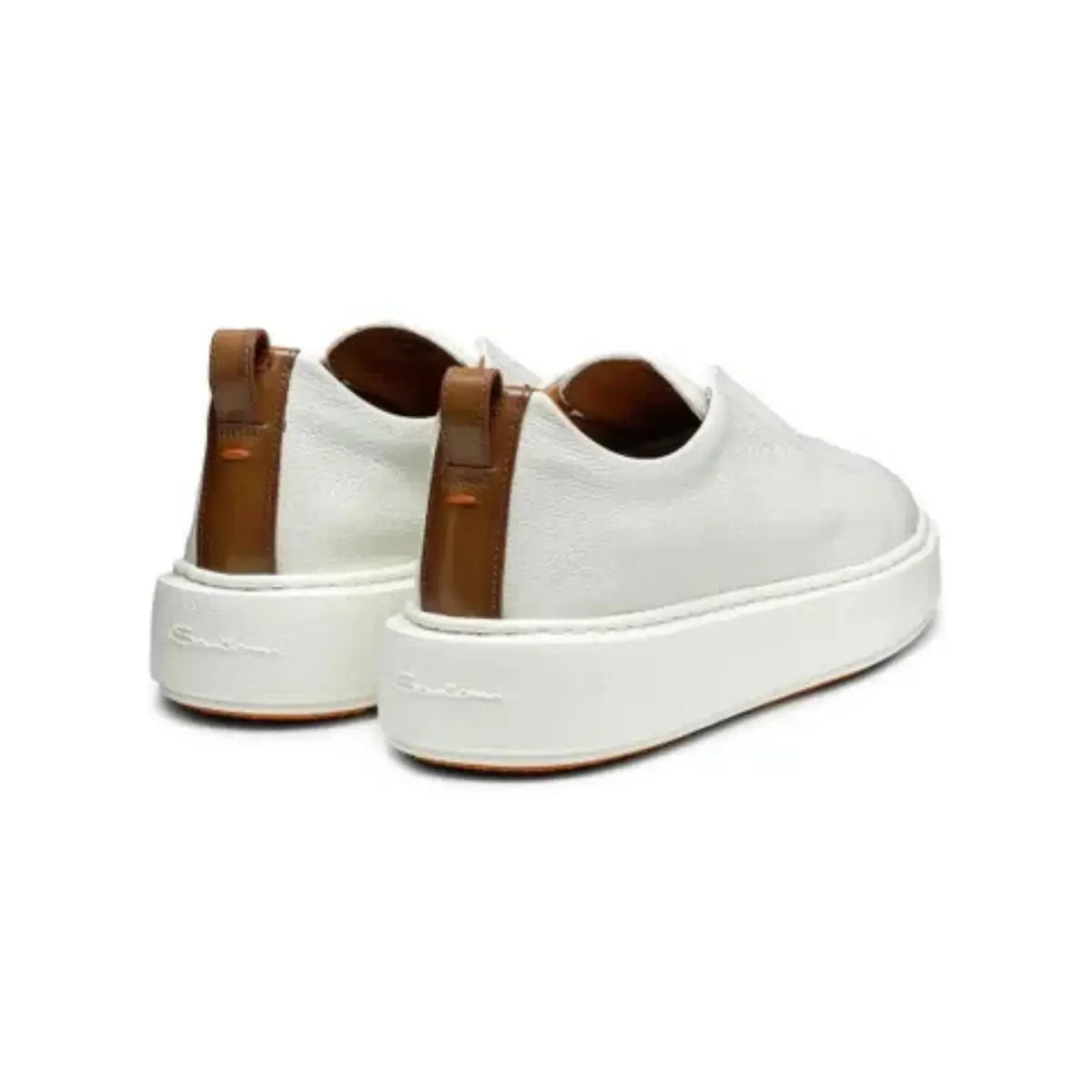 Santoni Women's white tumbled leather slip-on sneaker