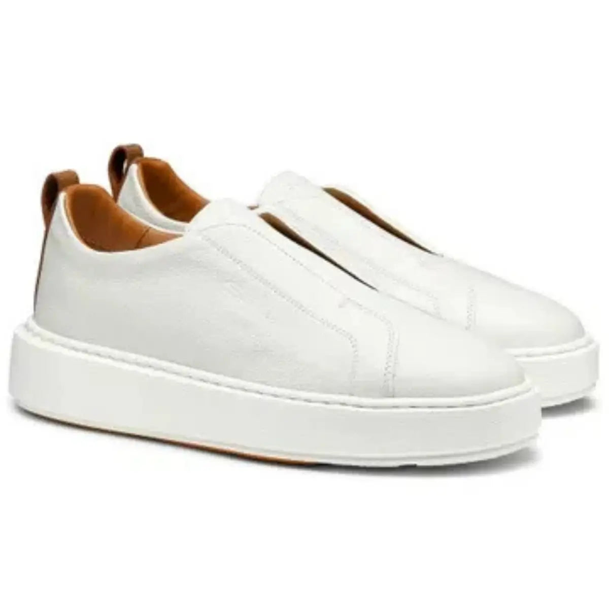Santoni Women's white tumbled leather slip-on sneaker