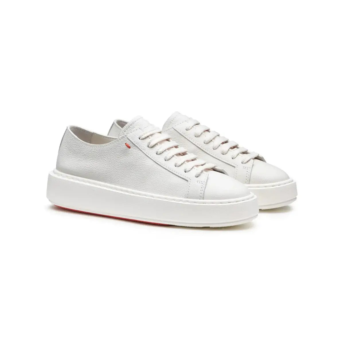 Santoni Women's white tumbled leather sneaker