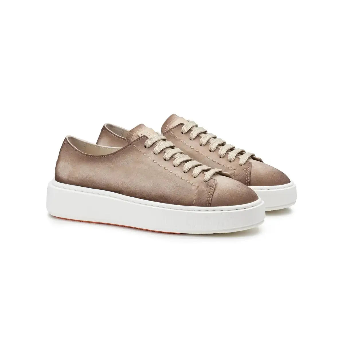 Santoni Women's beige suede sneaker