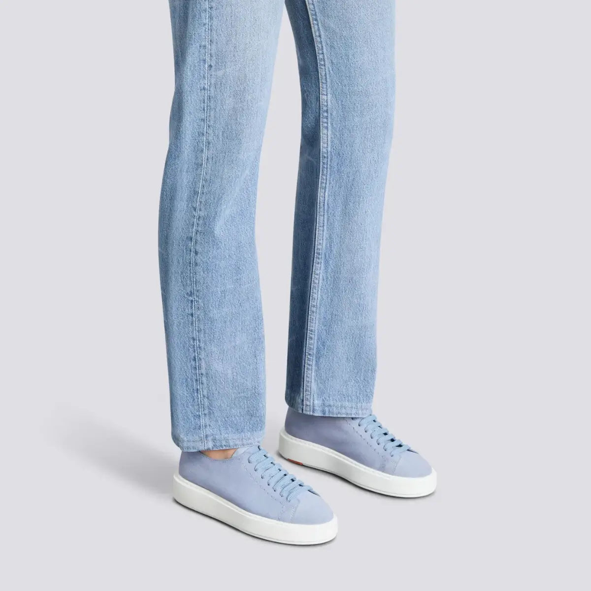 Santoni Women's light blue suede sneaker