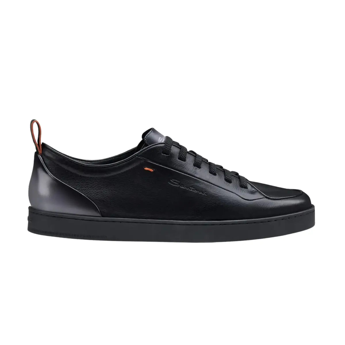 Santoni Men's black leather Santoni Off-duty sneaker