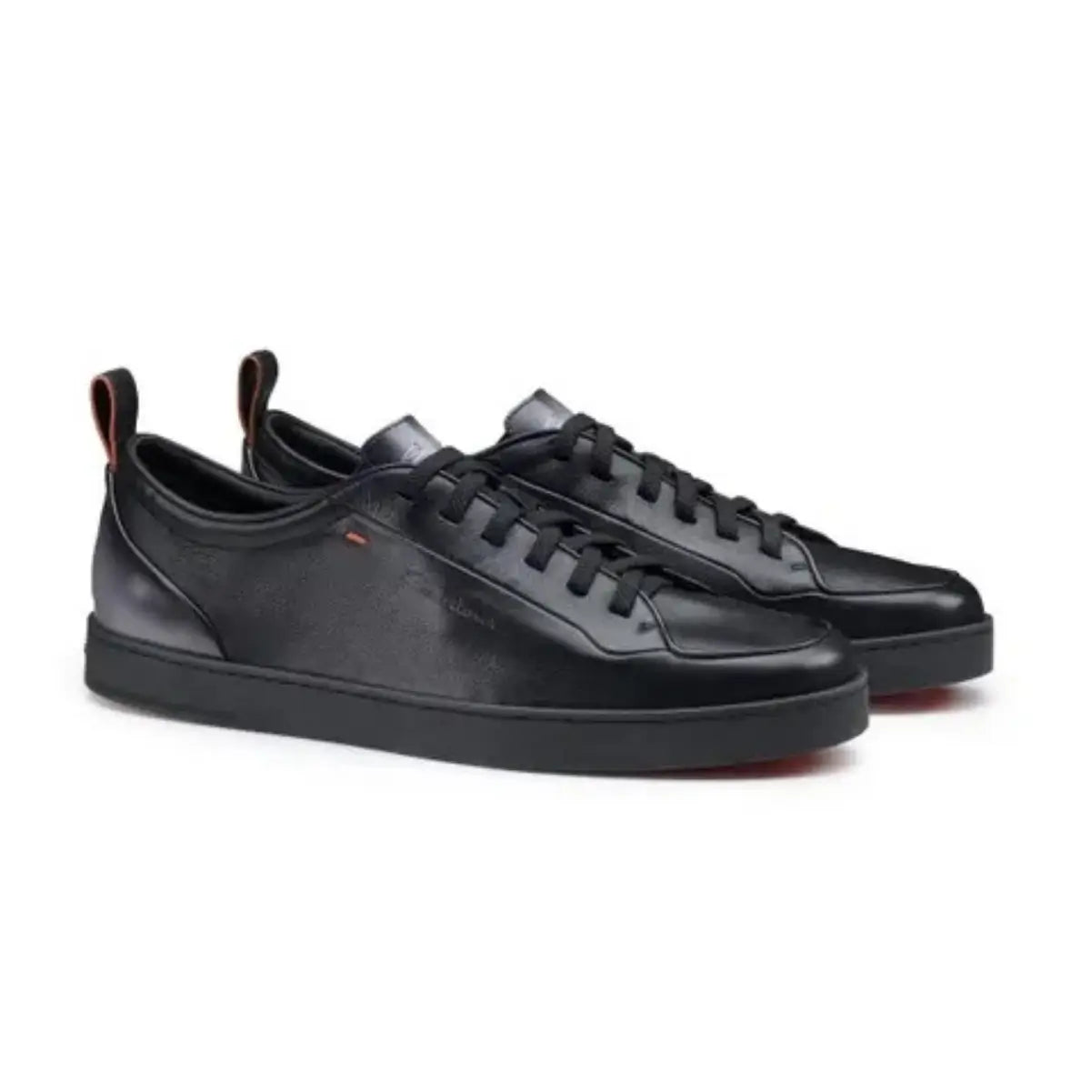 Santoni Men's black leather Santoni Off-duty sneaker