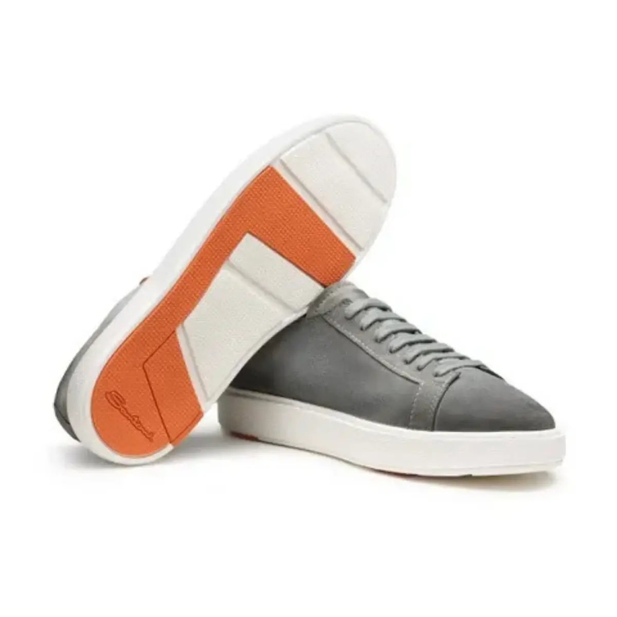 Santoni Men's green suede sneaker