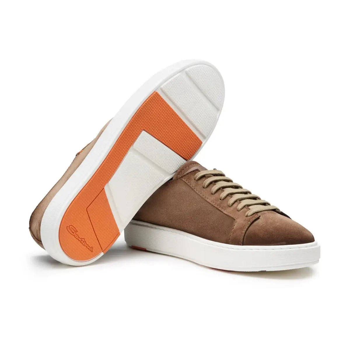 Santoni Men's brown suede sneaker