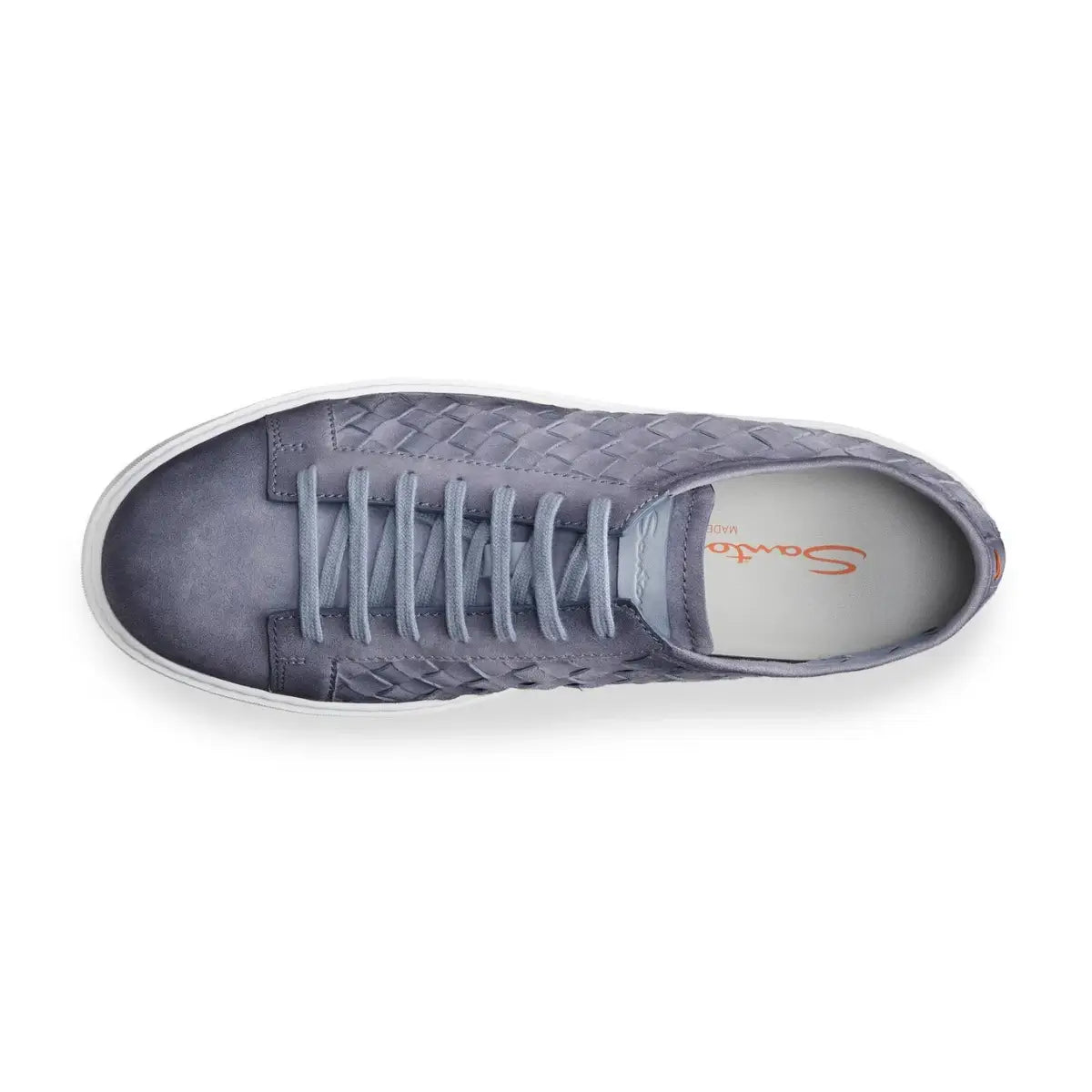 Santoni Men's light blue woven suede sneaker