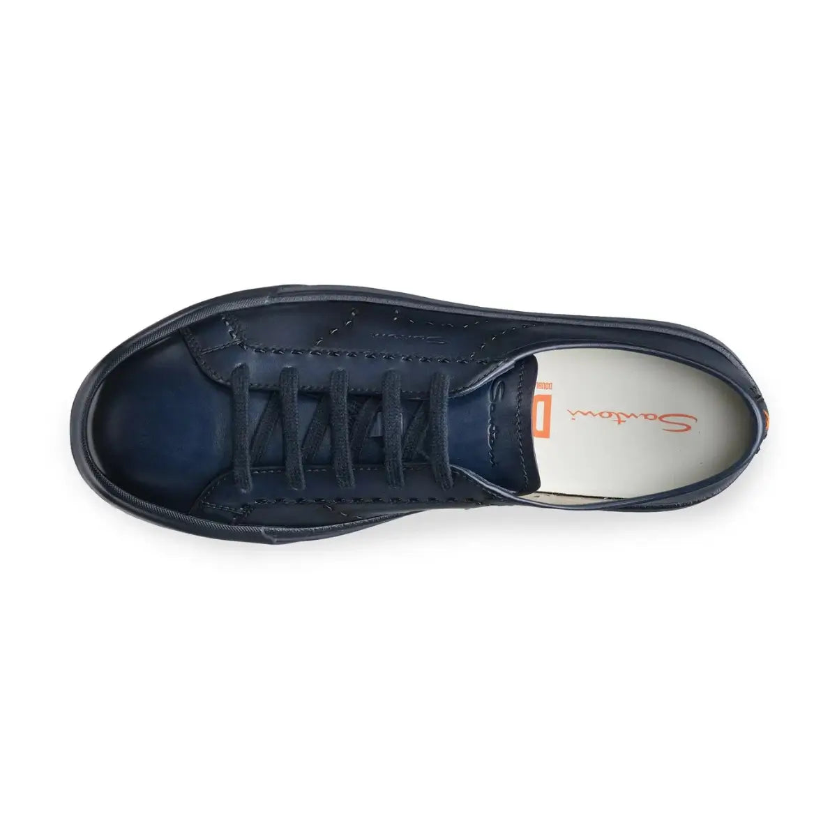 Santoni Men's blue leather Double Buckle Sneaker