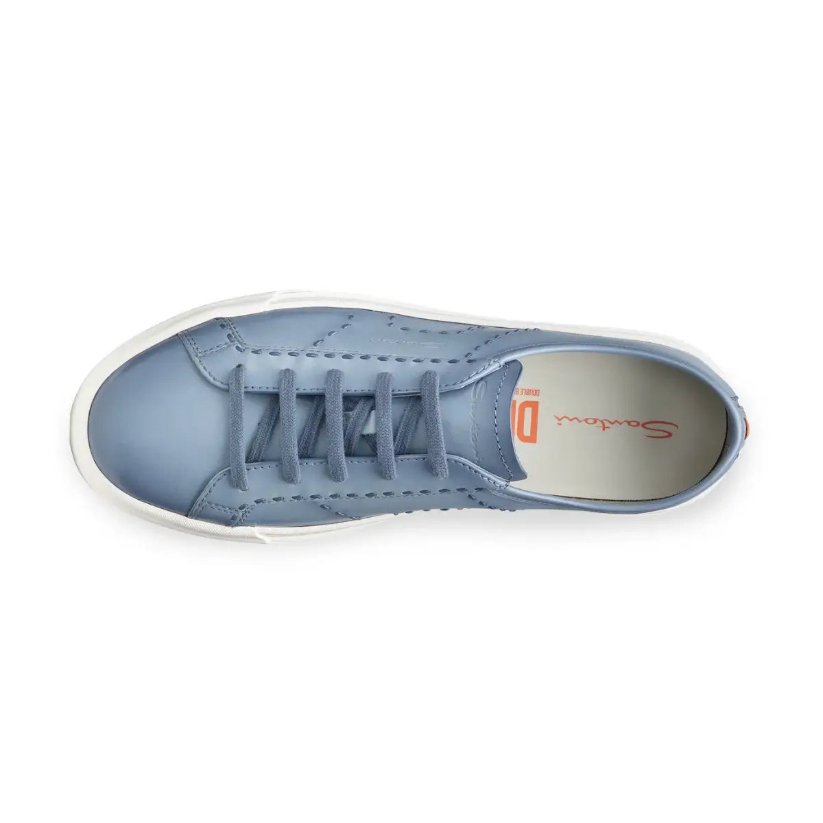 Santoni Men's light blue leather Double Buckle Sneaker