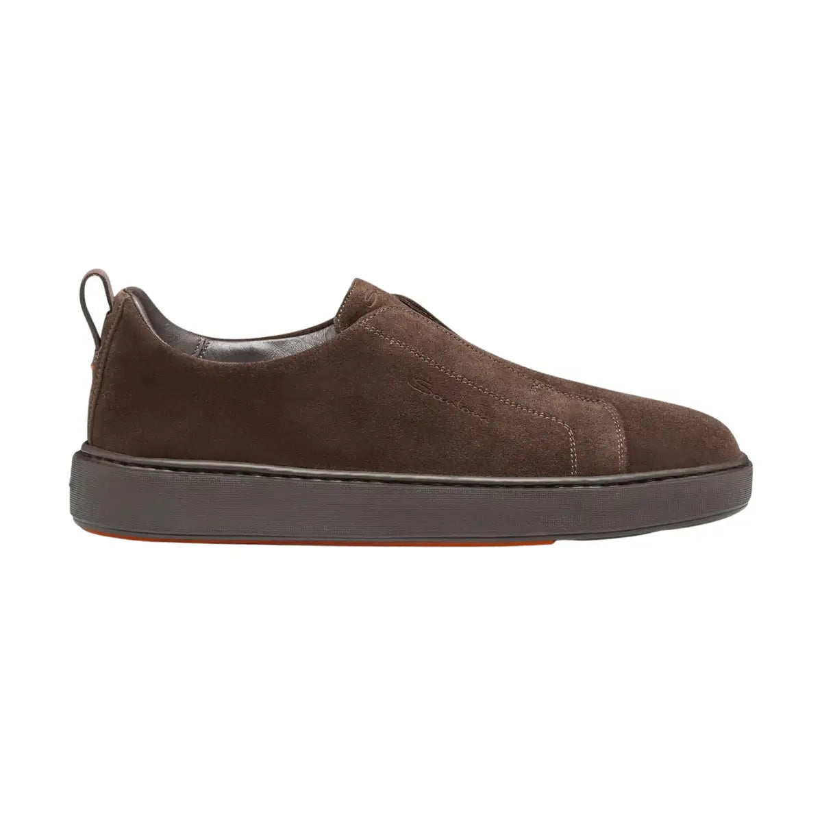 Santoni Men's dark brown suede slip-on sneaker