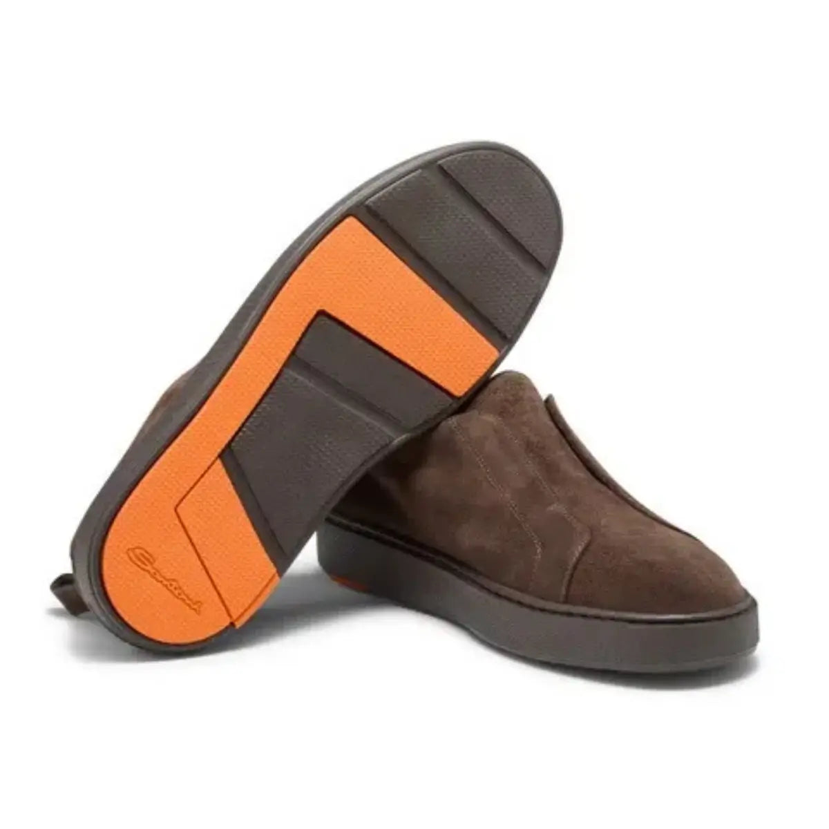Santoni Men's dark brown suede slip-on sneaker